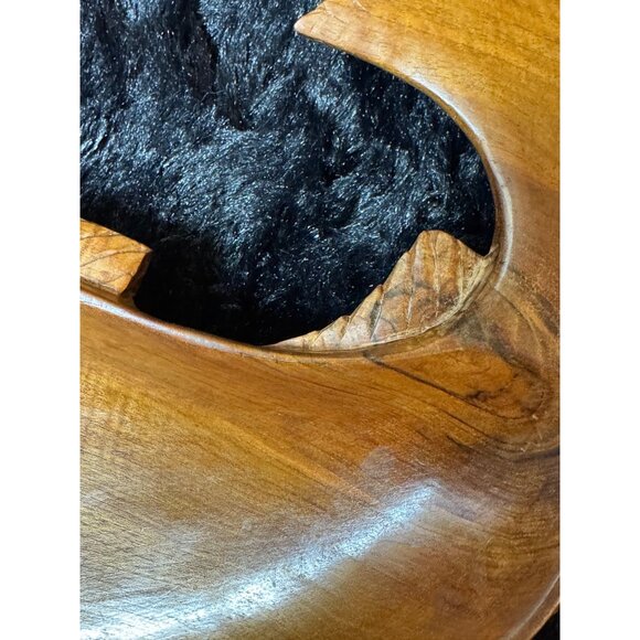 MCM Teak Carved Wooden Fish-Shaped Bowl Handcrafted - Picture 4 of 9